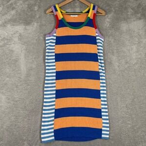Mother The Chin Ups Midi Dress Womens Medium Striped Ribbed Knit